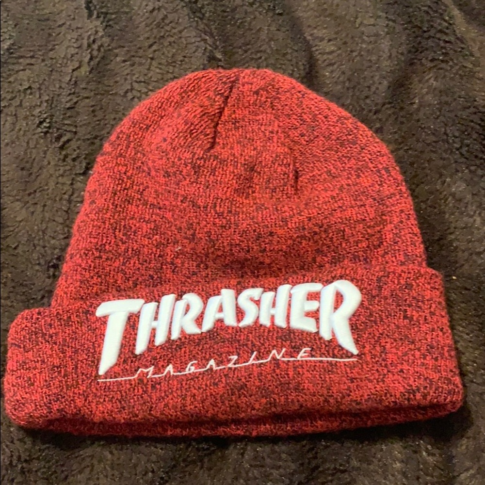 Red thrasher beanie